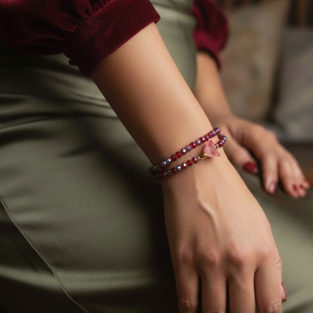 Elegant Red Beaded Bracelet